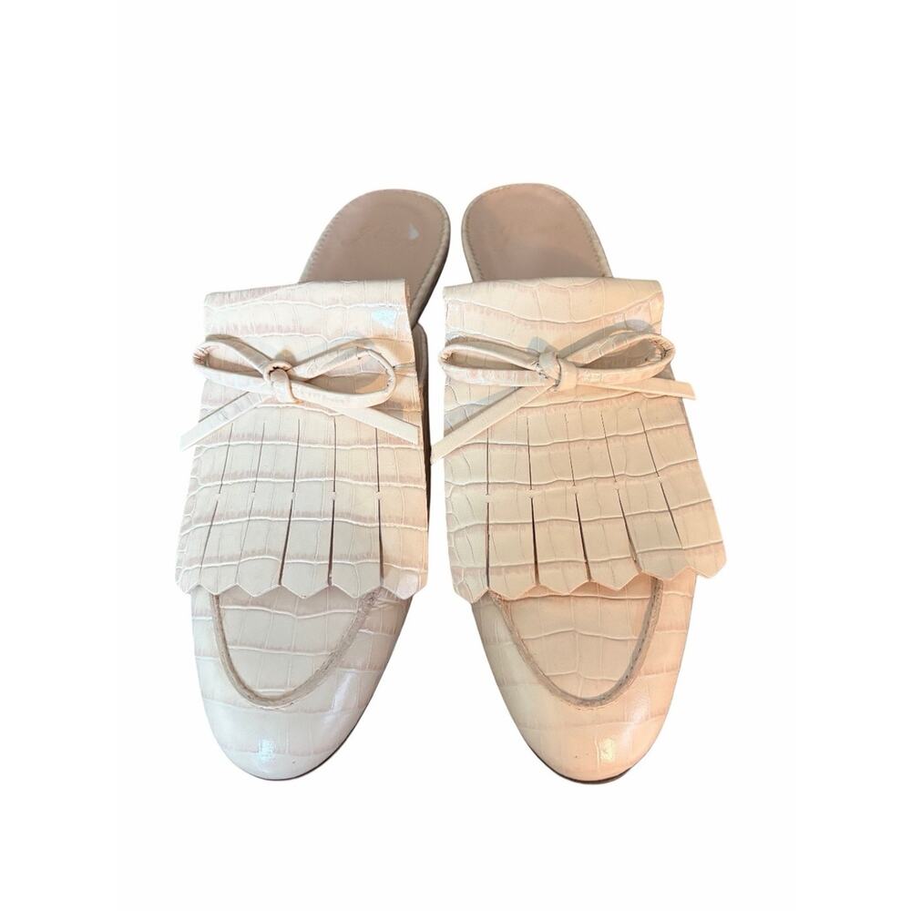 J. Crew Kiltie Academy Penny Loafer Leather Mules size 7 Sunwashed Pink - Picture 3 of 9